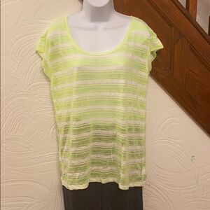 Calvin Klein Performance Top Womens Lime‎ Green White Striped Burnout Tee Size M